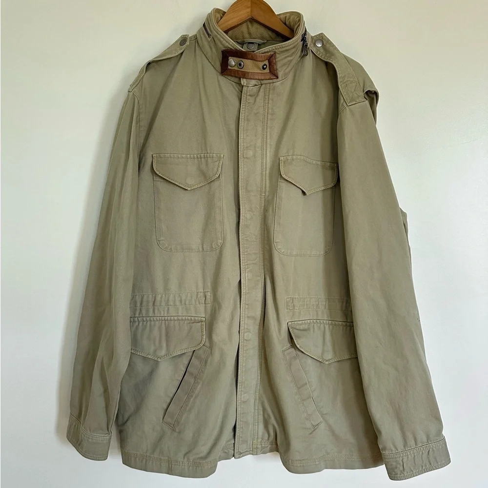 ORVIS Vintage Khaki Beige Chore Canvas Field Utility Jacket Size XL 46-48